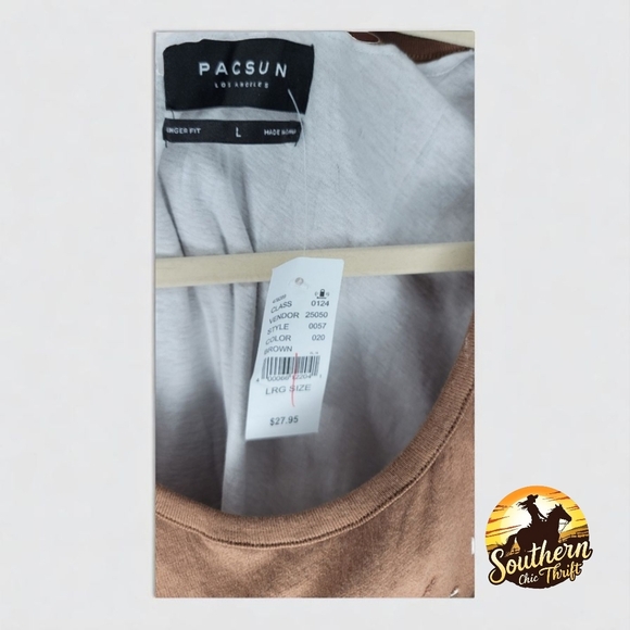 PACSUN - Large Rust & White Distresses Sleeveless Tank TOP - Picture 5 of 6